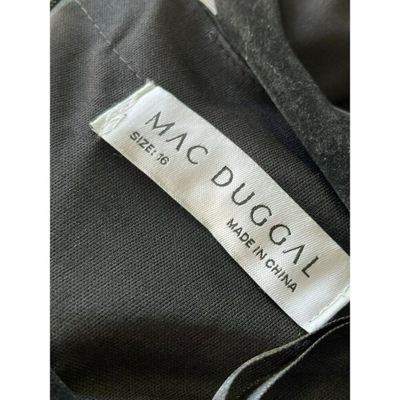 Mac Duggal Maxi Dress Black Formal Long Sleeve Embellished Gown Sz 16 NWT - Picture 8 of 8